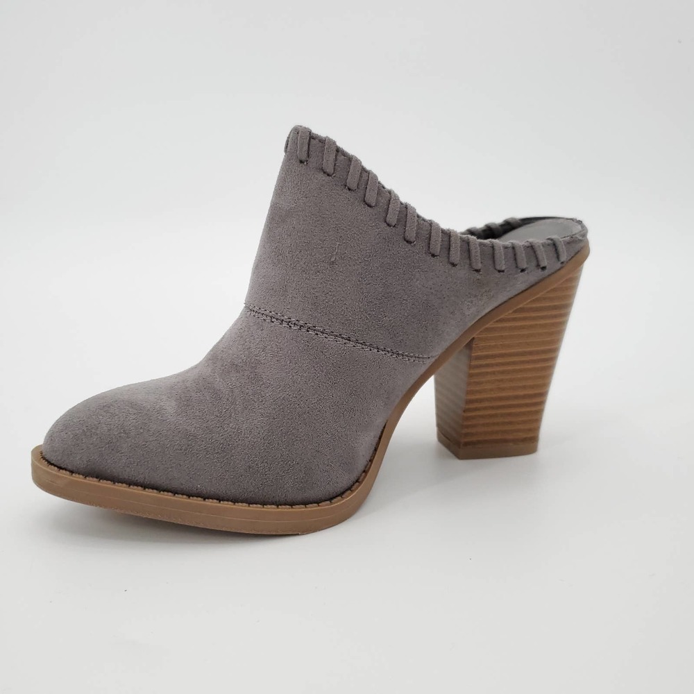 Pointy Toe Stitched Border Chunky Heel Mule - Picture 8 of 10